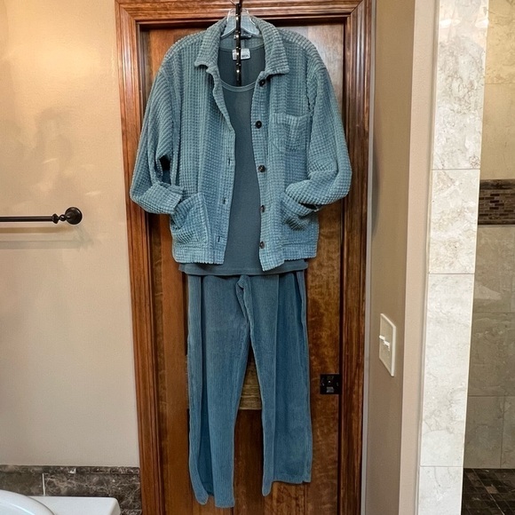 💥SALE💥‎ VTG ‘90’s Garron 3 pc Casual Wear Cotton Size L Teal EUC Made in USA - Picture 1 of 12